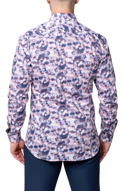 Shop Maceoo Fibonacci Rad Contemporary Fit Button-up Shirt In Blue