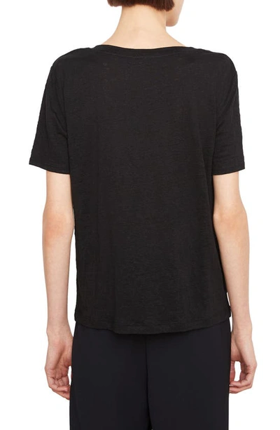 Shop Vince V-neck Linen T-shirt In Black