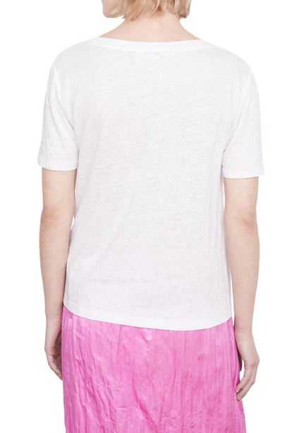 Shop Vince V-neck Linen T-shirt In Optic White