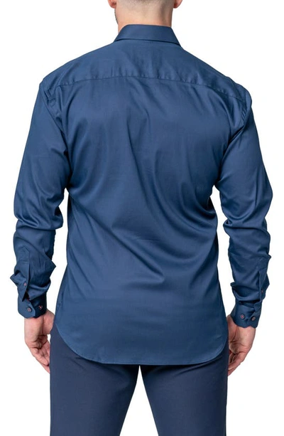 Shop Maceoo Fibonacci Sleek Navy Contemporary Fit Button-up Shirt In Blue