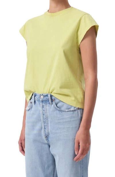 Shop Agolde Bryce Cap Sleeve T-shirt In Mantis