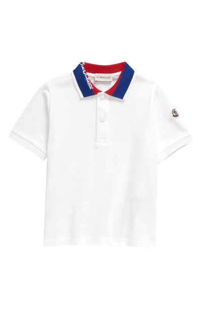 Shop Moncler Kids' Cotton Piqué Polo In White