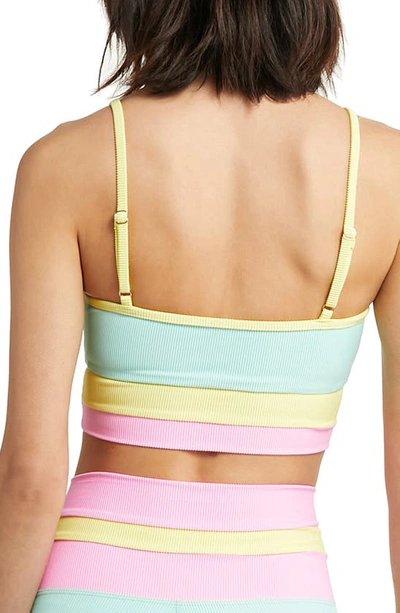 Shop Beach Riot Eva Colorblock Rib Sports Bra In Pastel Macaron Color Block