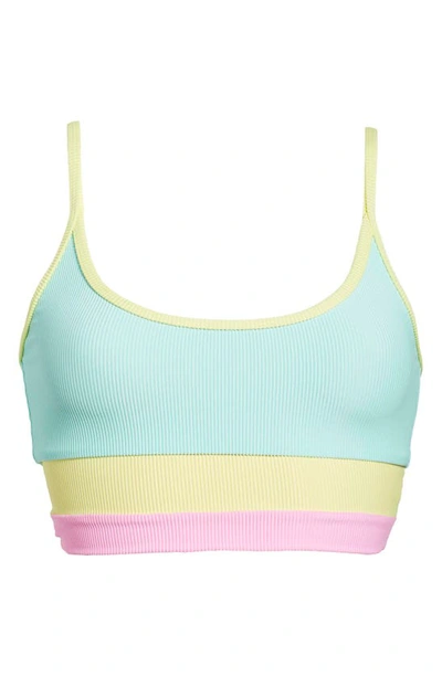 Shop Beach Riot Eva Colorblock Rib Sports Bra In Pastel Macaron Color Block