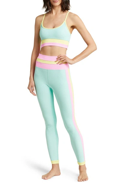 Shop Beach Riot Eva Colorblock Rib Sports Bra In Pastel Macaron Color Block