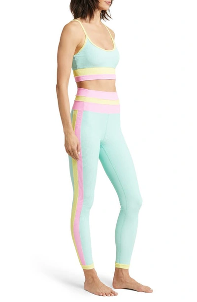 Shop Beach Riot Eva Colorblock Rib Sports Bra In Pastel Macaron Color Block