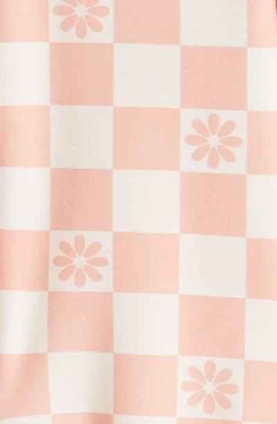Tiny Tribe Daisy Check Long Sleeve One-piece Rashguard Swimsuit In Blush