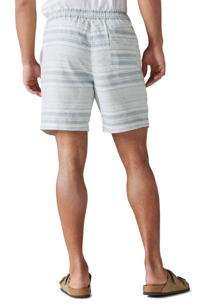 Shop Lucky Brand Stripe Drawstring Waist Linen & Cotton Shorts In Blue Stripe