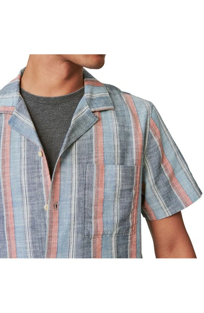 Shop Lucky Brand Stripe Short Sleeve Camp Shirt In Indigo Stripe