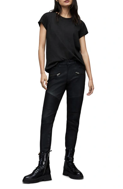 Shop Allsaints Anna Cuff Sleeve Cotton T-shirt In Black