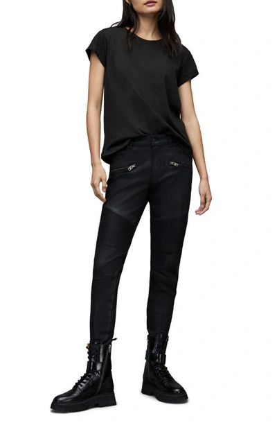 Allsaints Womens Black Anna Crewneck Cotton T-shirt 16 In Black