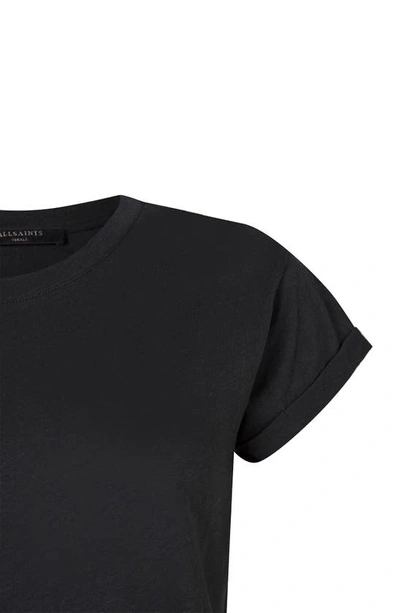 Shop Allsaints Anna Cuff Sleeve Cotton T-shirt In Black