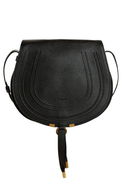 Shop Chloé Medium Marcie Leather Crossbody Bag In Black Gold Hrdwre