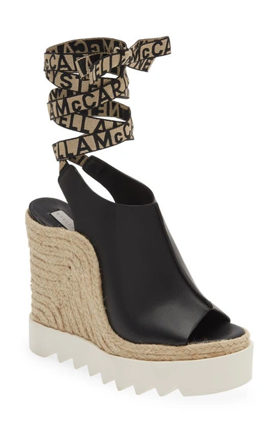 Shop Stella Mccartney Gaia Faux Leather Wedge Sandal In Black