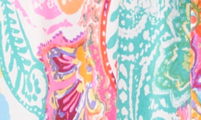 Shop Chaus V-neck Tie Waist Midi Dress In Aqua/ Pink/ Multi