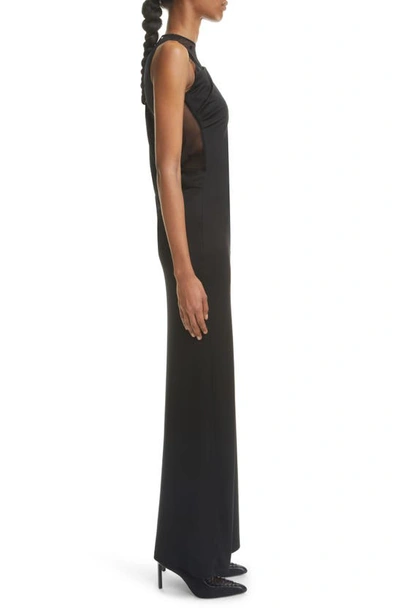 Shop Givenchy 4g Logo Mixed Media Jersey Sheath Gown In 001-black