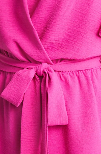 Shop Fraiche By J Surplice Flutter Sleeve Romper In Pink