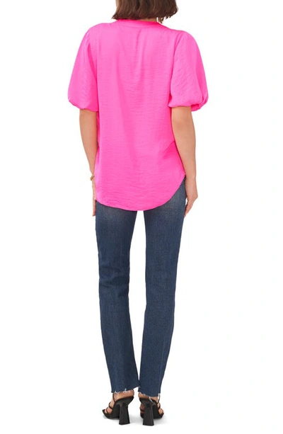 Shop Vince Camuto Hammered Satin Puff Sleeve Top In Hot Pink