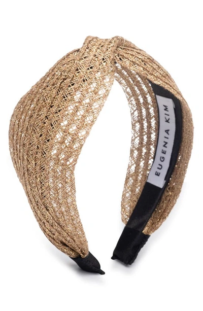 Shop Eugenia Kim Rosanna Metallic Woven Headband In Camel/ Gold