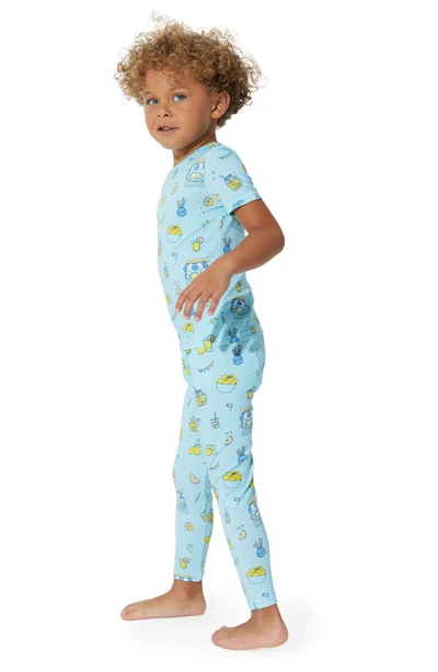 Shop Bellabu Bear Kids' Blue Lemonade Fitted Two-piece Pajamas In Lemonade Blue