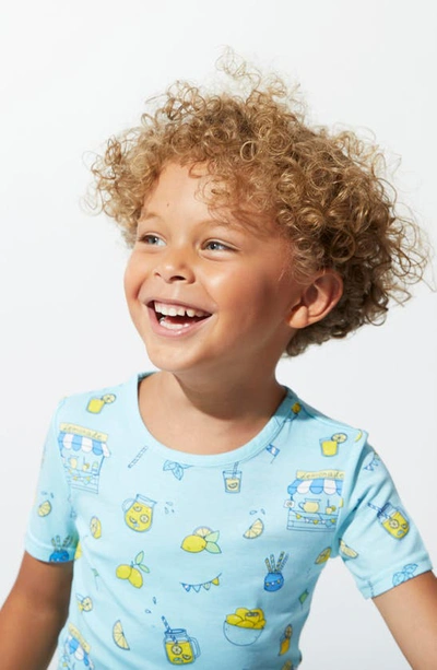 Shop Bellabu Bear Kids' Blue Lemonade Fitted Two-piece Pajamas In Lemonade Blue