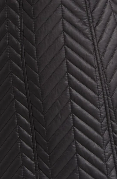 Shop Via Spiga Herringbone Quilted Water Resistant Hooded Jacket In Black
