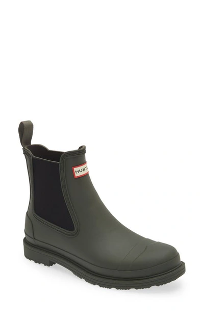Shop Hunter Commando Waterproof Chelsea Boot In Dark Olive