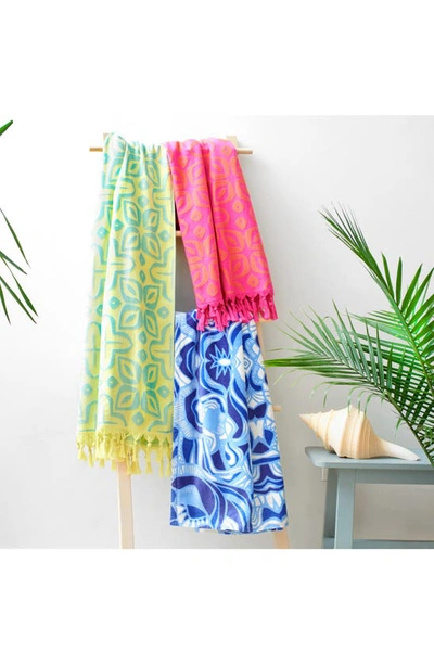 Shop Rochelle Porter Tasseled Beach Towel In Blue/ Sunshine