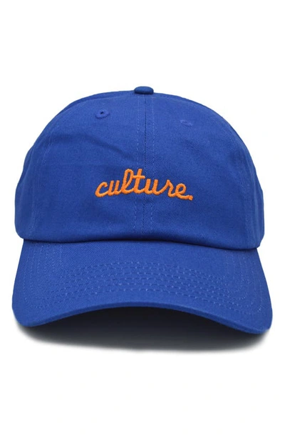 Shop A Life Well Dressed Culture Statement Baseball Cap In Royal/ Orange