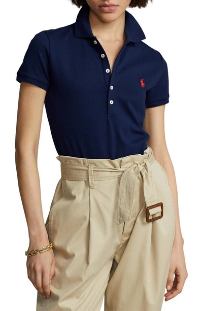 Shop Polo Ralph Lauren Julie Cotton Polo In Newport Navy