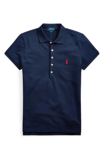 Shop Polo Ralph Lauren Julie Cotton Polo In Newport Navy