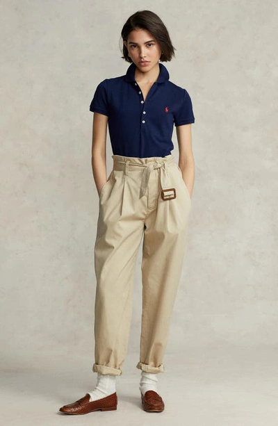 Shop Polo Ralph Lauren Julie Cotton Polo In Newport Navy