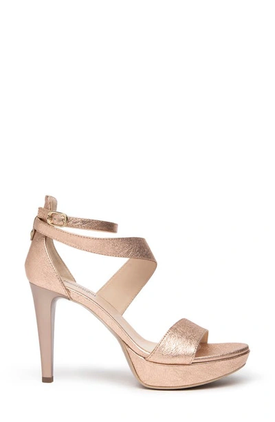 Shop Nerogiardini Metallic Platform Sandal In Rose Gold