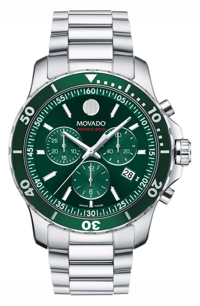 Shop Movado Series 800 Chronograph Bracelet Watch, 42mm In Green