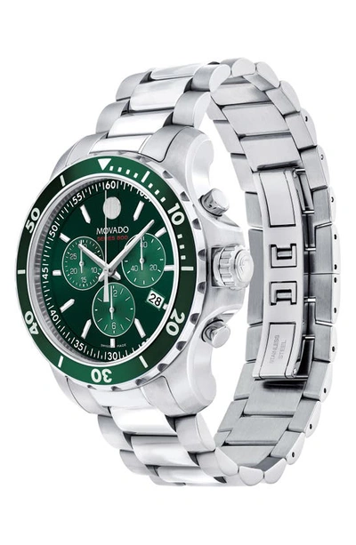 Movado Men's Series 800 Swiss Quartz Chronograph Performance Silver-tone Steel Watch 42mm In Green