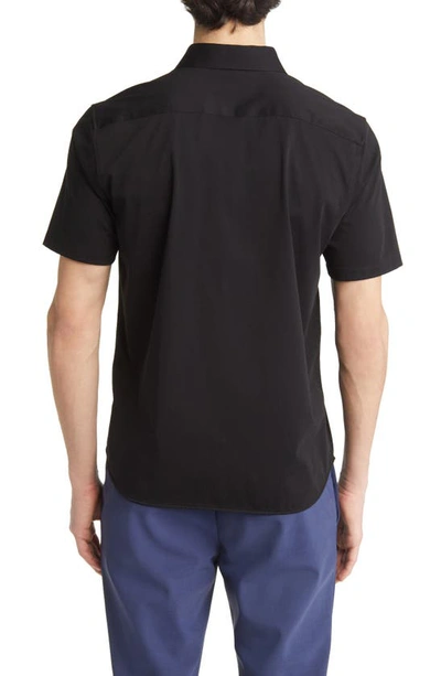 Shop Theory Irving Short Sleeve Button-up Shirt In Black - 001