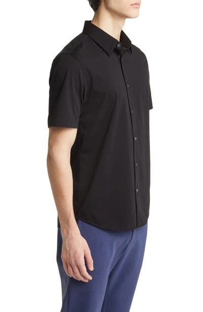 Shop Theory Irving Short Sleeve Button-up Shirt In Black - 001