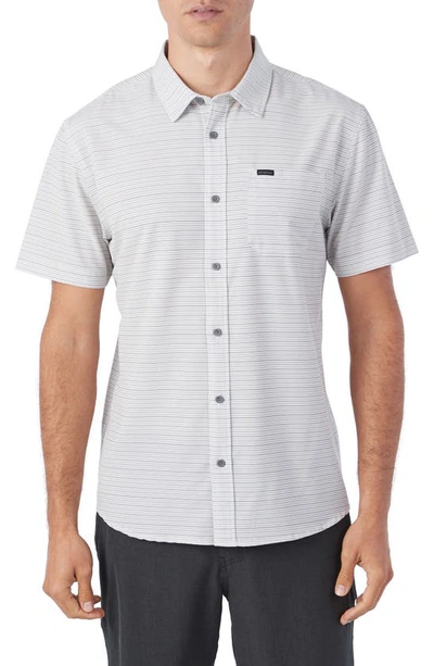Shop O'neill Trvlr Traverse Stripe Upf 50+ Button-up Shirt In Fog