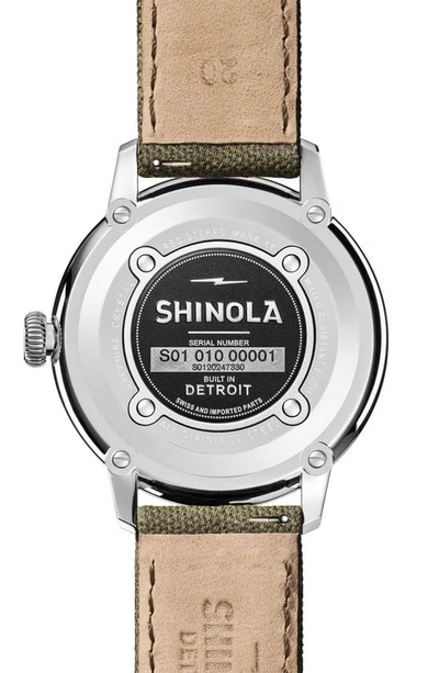 Shop Shinola The Traveler Subsecond Canvas Strap Watch, 42mm In Black