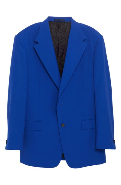 Shop Versace Wool & Silk Blazer In Electric Blue