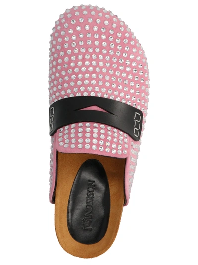 Shop Jw Anderson 'crystal Loafer' Sabots In Pink