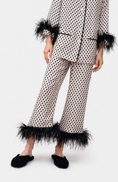 Shop Sleeper Party Double Feather Pajamas In Black And White