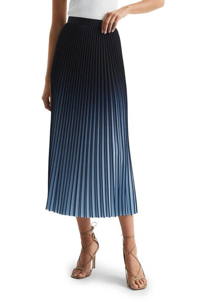 Shop Reiss Marlie Pleated Ombré Midi Skirt In Bright Blue