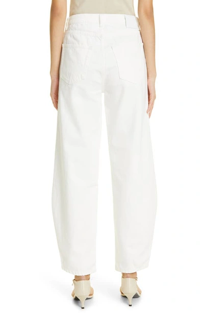 Shop Totême High Waist Barrel Leg Jeans In Off-white