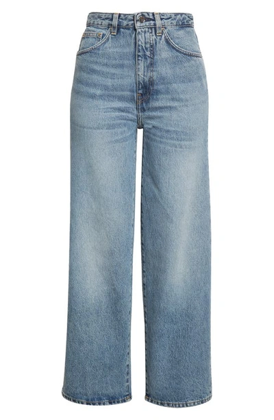 Shop Totême Toteme Rigid Organic Cotton Flare Leg Jeans In Worn Blue