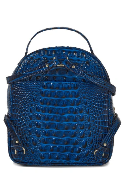 Shop Brahmin Chelcy Croc Embossed Leather Backpack In Sapphire