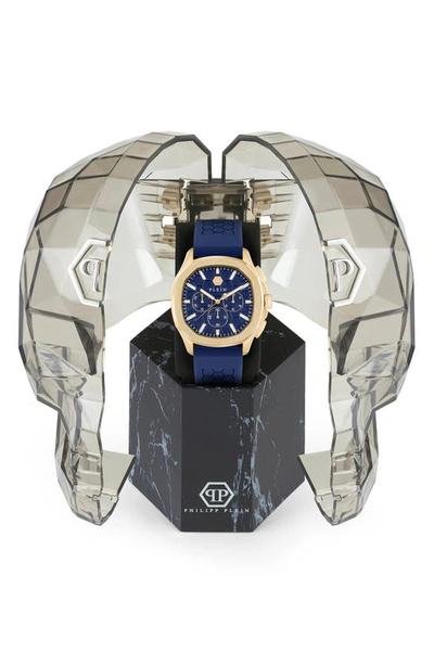 Shop Philipp Plein Spectre Chronograph Silicone Strap Watch, 44mm In Ip Yellow Gold