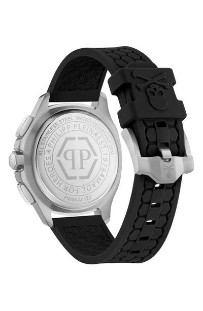 Shop Philipp Plein Spectre Chronograph Silicone Strap Watch, 44mm In Stainless Steel
