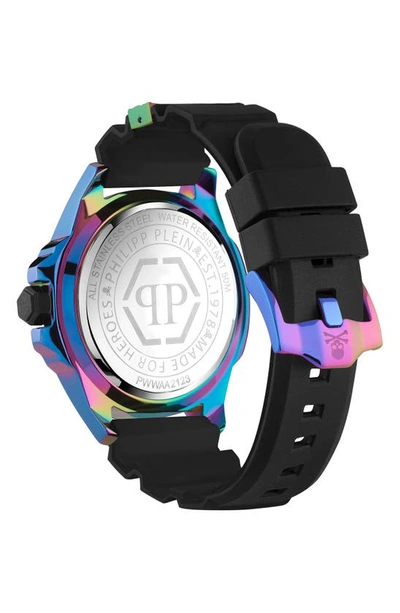 Shop Philipp Plein The Skull Silicone Strap Watch, 44mm In Ip Rainbow
