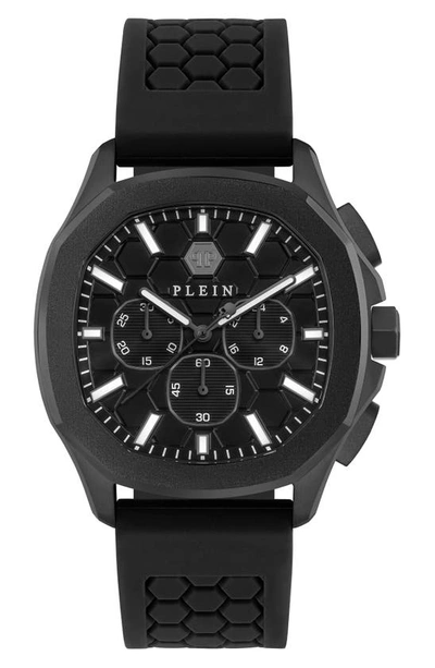 Shop Philipp Plein Spectre Chronograph Silicone Strap Watch, 44mm In Ip Black